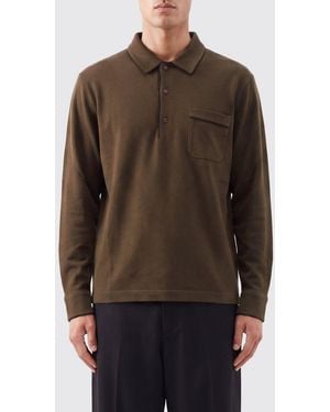 Tom Ford Langärmeliges Poloshirt Von Aus Seide Und Baumwolle Mit Aufgesetzter Tasche - Braun