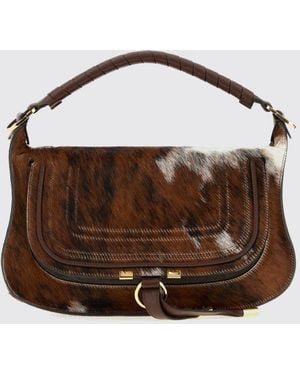 Chloé ChloÉ Marcie Animal Motif Leather And Pony Hair Handbag With Braided Handles - Brown