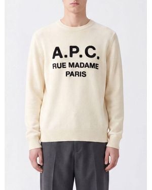 A.P.C. Jersey De Cuello Redondo De Pura Lana Virgen Con Logo En Contraste - Neutro