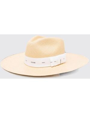 Celine Panama-Strohhut Mit Breiter Krempe Und Kontrastlogo - Natur