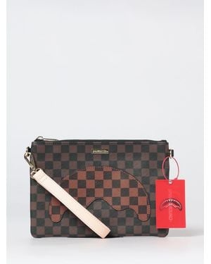 Sprayground Checkered Document Pouch With Wrist Strap - Gray
