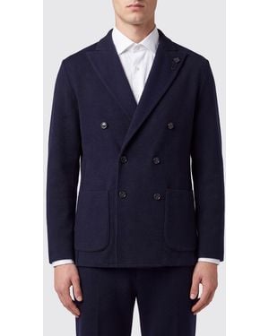 Lardini Double-Breasted Virgin Wool Blazer With Peak Lapels - Blue
