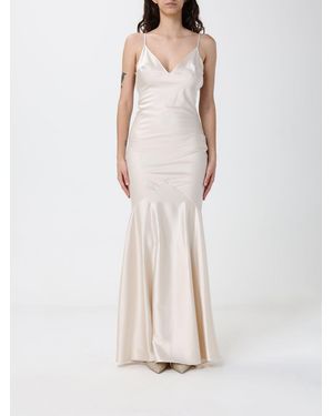 Elisabetta Franchi Satin Long Dress - Natural