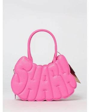 Sprayground Metallic Drip Shark Bubble Letters Grained Faux Leather Bag - Pink