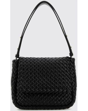 Bottega Veneta Intrecciato-Umhängetasche Aus Lammleder Mit Klappverschluss - Schwarz