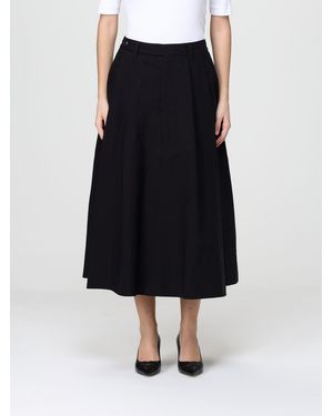 Brunello Cucinelli Poplin Midi Skirt With Monili - Black