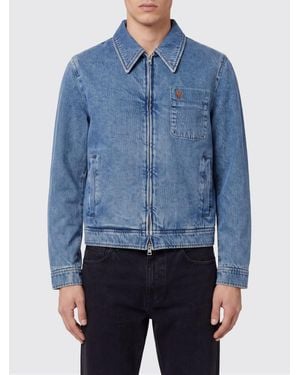 Ami Paris Jeansjacke Aus Baumwolldenim Mit Reißverschluss Und Gesticktem Logo - Blau