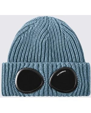 C.P. Company Gerippte Wollmütze Mit Goggle-Linsen Und Umschlag - Blau