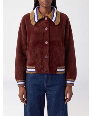 Essentiel Antwerp Bomberjacke Aus Wollmischung Mit Kontrastdetails - Rot