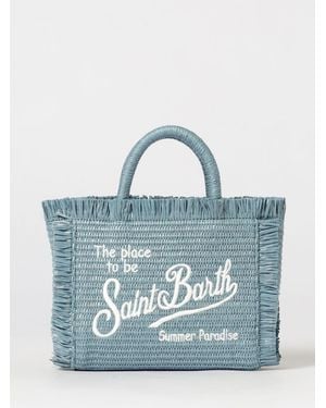 MC2 Saint Barth Bolso Vanity De Rafia Con Motivo Jacquard Animalier - Azul