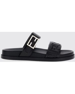 Fendi Flat Sandals - Black