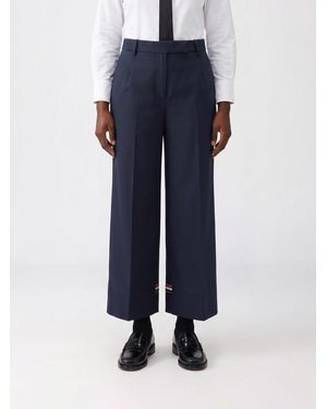 Thom Browne Cropped Fit Cotton Pants - Blue