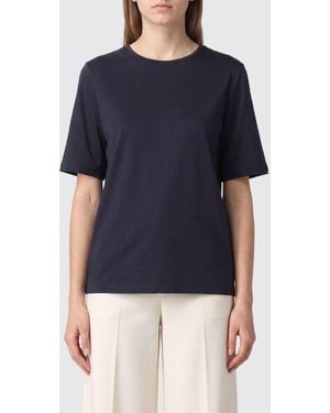 Herno Camiseta De Cuello Redondo De Manga Corta En Puro Algodón - Azul