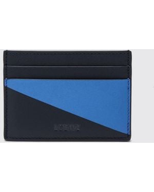 Loewe Flag-D Bicolor Calfskin Leather Flat Card Holder - Blue