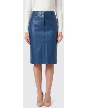 Patrizia Pepe Faux Leather Midi Skirt - Blue