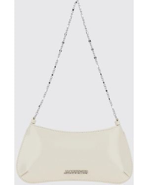 Jacquemus Le Petit Bisou Patent Leather Shoulder Bag With Chain Handle - White