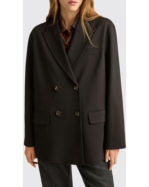 Momoní MomonÌ Kurzer Zweireiher-Blazer Aus Viskose Mit Überschnittenen Schultern - Schwarz