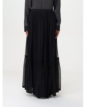 Saint Laurent Pleated Silk Maxi Skirt - Schwarz