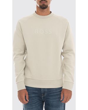 BOSS Regular-Fit Sweatshirt Aus Baumwolle Mit Rundhalsausschnitt Und Logo - Natur