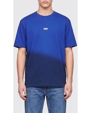HUGO Cotton T-Shirt With Logo - Blue
