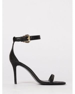 Versace Jeans Couture Python Print Synthetic Leather Sandals - Black