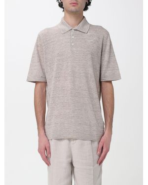 Brunello Cucinelli Linen And Cotton Knit Polo Shirt - Grey