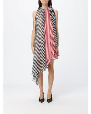 MSGM Asymmetric Striped Crêpe Midi Dress With Halter Neck - Red