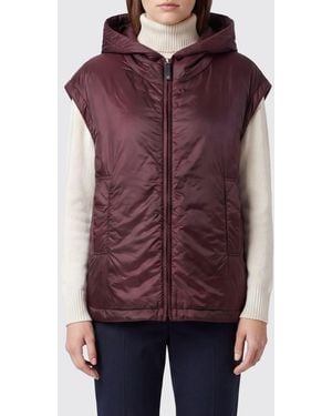 Max Mara Waterproof Hooded Nylon Padded Gilet With Slit Pockets - Purple