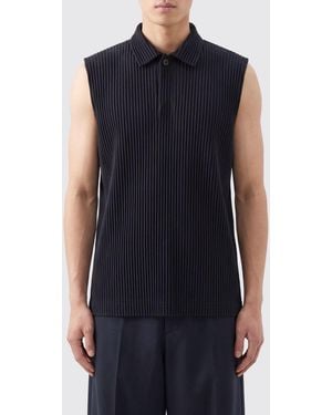Homme Plissé Issey Miyake Pleated Crêpe Sleeveless Top Homme Plissé Issey Miyake With Collar - Blue