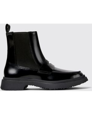Camper Flat Ankle Boots - Black