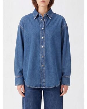 Haikure Relaxed Fit Denim Shirt With Dropped Shoulders And Contrast Stitching - Blue