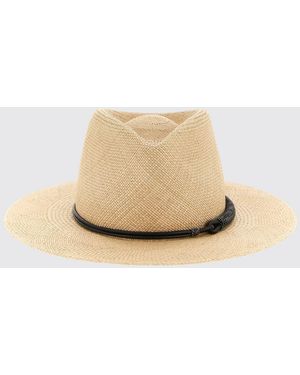 Brunello Cucinelli Raffia Hat With Jewel Ribbon - Natural