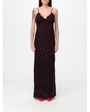 Mar De Margaritas Printed Viscose Long Dress - Black