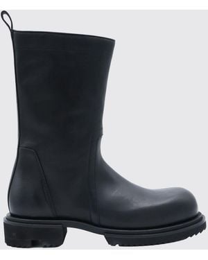 Rick Owens Leather Biker Ankle Boots With Extralight Rubber Sole - Black