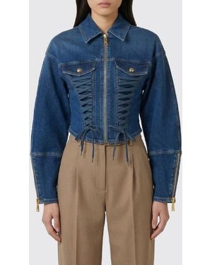 Elisabetta Franchi Denim Bustier Jacket With Laces - Blue