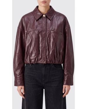 Sportmax Cropped Nappa Leather Jacket With Concealed Closure - Red