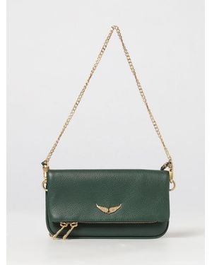 Zadig & Voltaire Zadig &Amp Voltaire Rock Nano Grained Calfskin Leather Crossbody Bag With Logo - Green