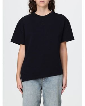 Loewe Camiseta De Algodón Con Cuello Redondo Y Bajo Asimétrico - Negro