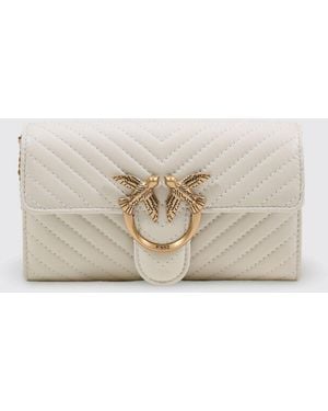 Pinko Love Bag One Chevron Nappa Leather Wallet Bag - Natural