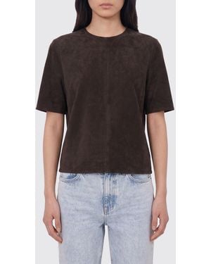 Loulou de Saison T-Shirts Aus Wildleder-Lammfell - Schwarz