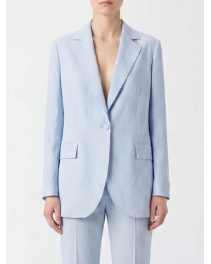 Agnona Blazer De Lino Y Seda Con Un Botón Y Solapas De Pico - Azul