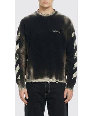 Off-White c/o Virgil Abloh Used Effect Cotton Crewneck Pullover - Black