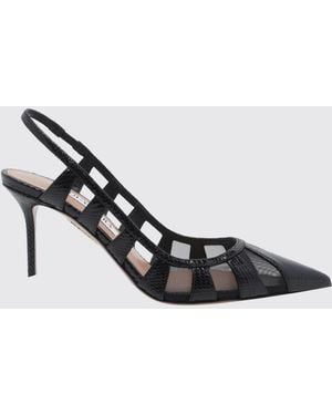 Aquazzura Python-Print Mesh Nylon Slingback Court Shoes With Stiletto Heel - White