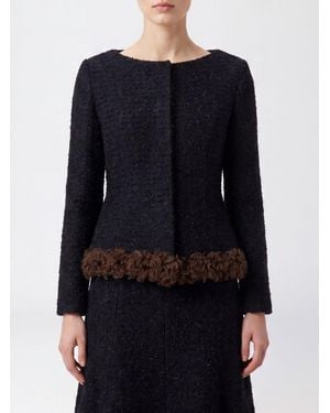 Simone Rocha Cropped Single-Breasted Wool-Blend Blazer With Concealed Closure - Blue