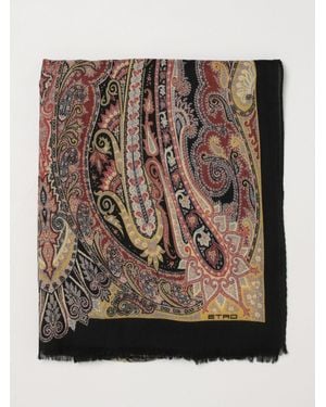 Etro Écharpe 100% Cachemire Avec Imprimé Paisley Et Bords Frangés - Marron