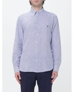 Brooksfield Striped Linen Casual Shirt - Purple