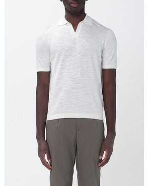 Brooksfield Linen Bowling Collar Polo Shirt - White