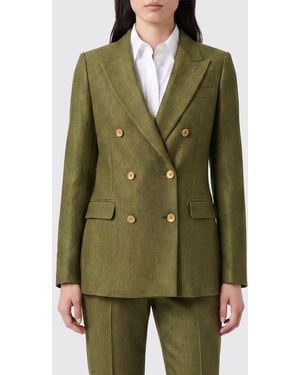 Tagliatore Short Double-Breasted Blazer With Peak Lapels And Flap Pockets - Green