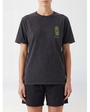 11 11 L.U.C.K. 11:11 .U.C.K. Camiseta De Algodón Con Cuello Redondo Y Eslogan Estampado - Negro