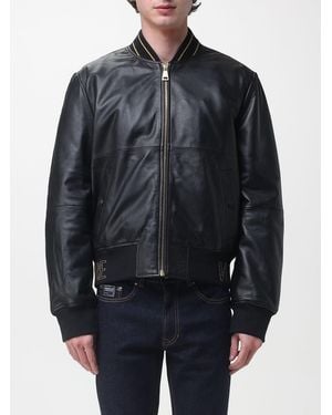 Versace Jeans Couture Leather Bomber Jacket - Blue